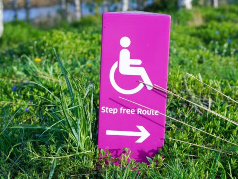 Parking sign with handicap symbol