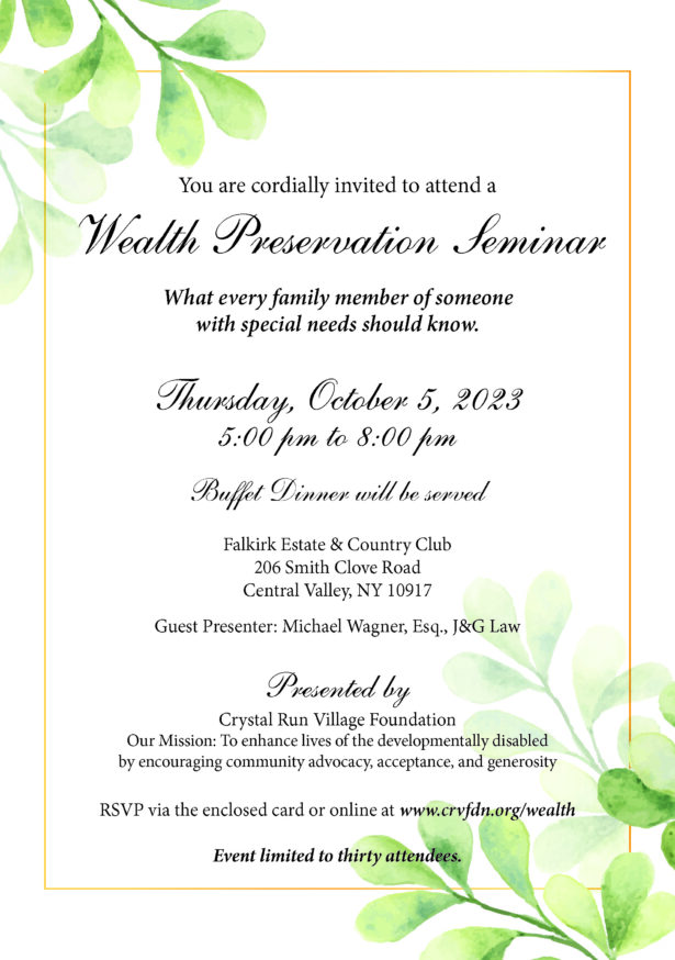 Wealth Preservation Seminar Invitational Card